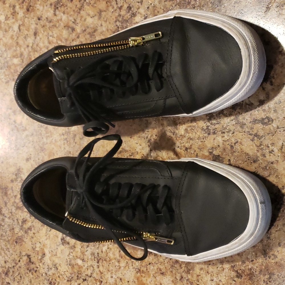 Dressy Vans womens 8.5 black and gold